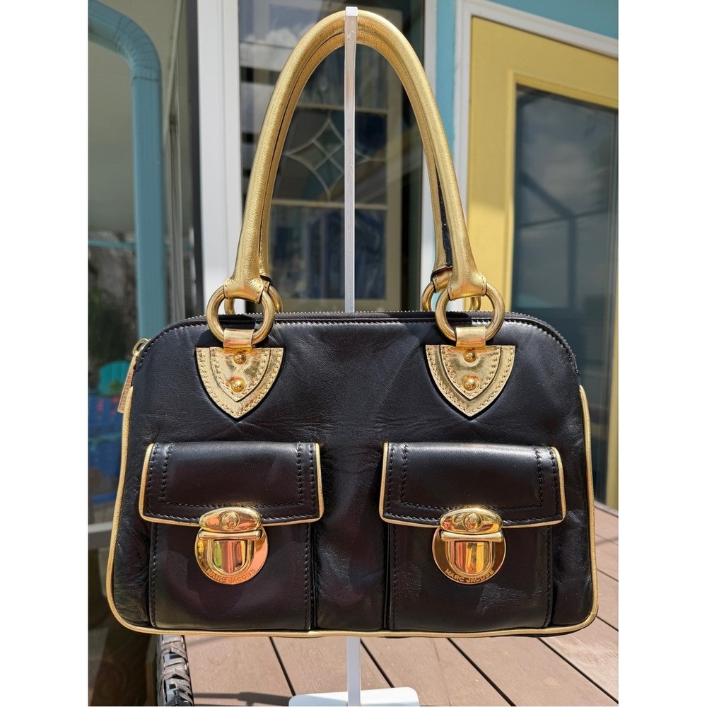 Marc Jacobs Rare Blake Runway Black Lambskin Gold Metallic Trim Resort 2008